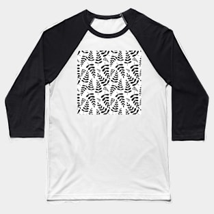 Black leaves pattern on white Baseball T-Shirt